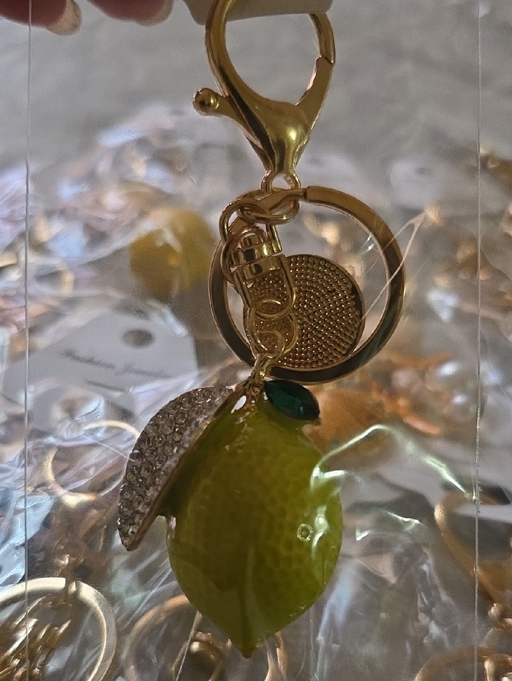 Fashion Jewelry Gold-Tone Crystal Charm Keychain with Multicolor Gem Accents - Picture 6 of 16